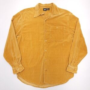 Vintage Mossimo Shirt Mens ‎ Small Yellow Velvet Velour Button Up Y2K 90s